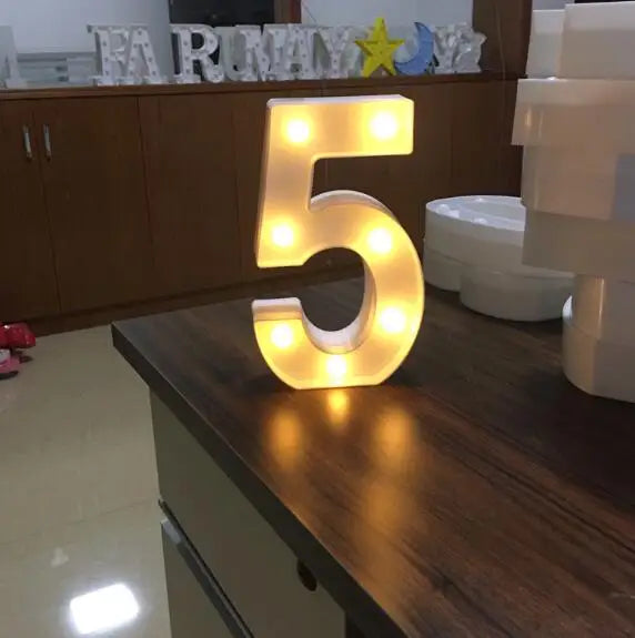 16/21CM DIY Luminous Lights LED Letter Night Light Creative Letters Alphabet Number Battery Lamp Romantic Party Decoration