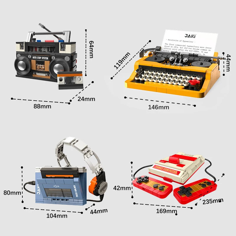 JAKI NEW Creative Classic Ideas Typewriter Computer TV Building Blocks Bricks,DIY Model Kit Toy For Adults Kids Birthday Present