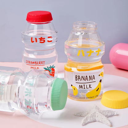 480ml Plastic Cute Water Bottle With Straps Carton Kawaii Tour Fruit Drinking Milk Portable Kids Water Cup