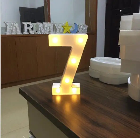 16/21CM DIY Luminous Lights LED Letter Night Light Creative Letters Alphabet Number Battery Lamp Romantic Party Decoration