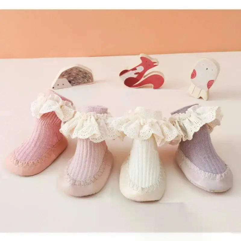 Autumn Winter Baby Girls Socks Newborn Baby Bowknot Socks Infant Baby Socks Anti Slip Soft Cotton Floor Sock Shoes