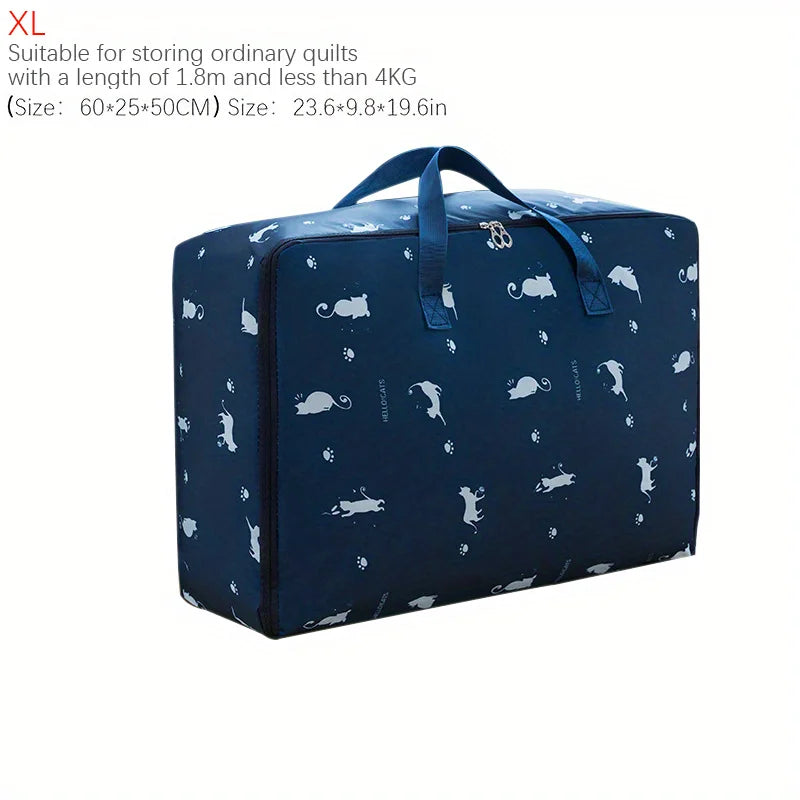 Quilt Storage Bag Cat Little Fish Rocket Pattern Quilt Storage Bag Oxford Material Moving Clothing Storage Bag Travel Organizer