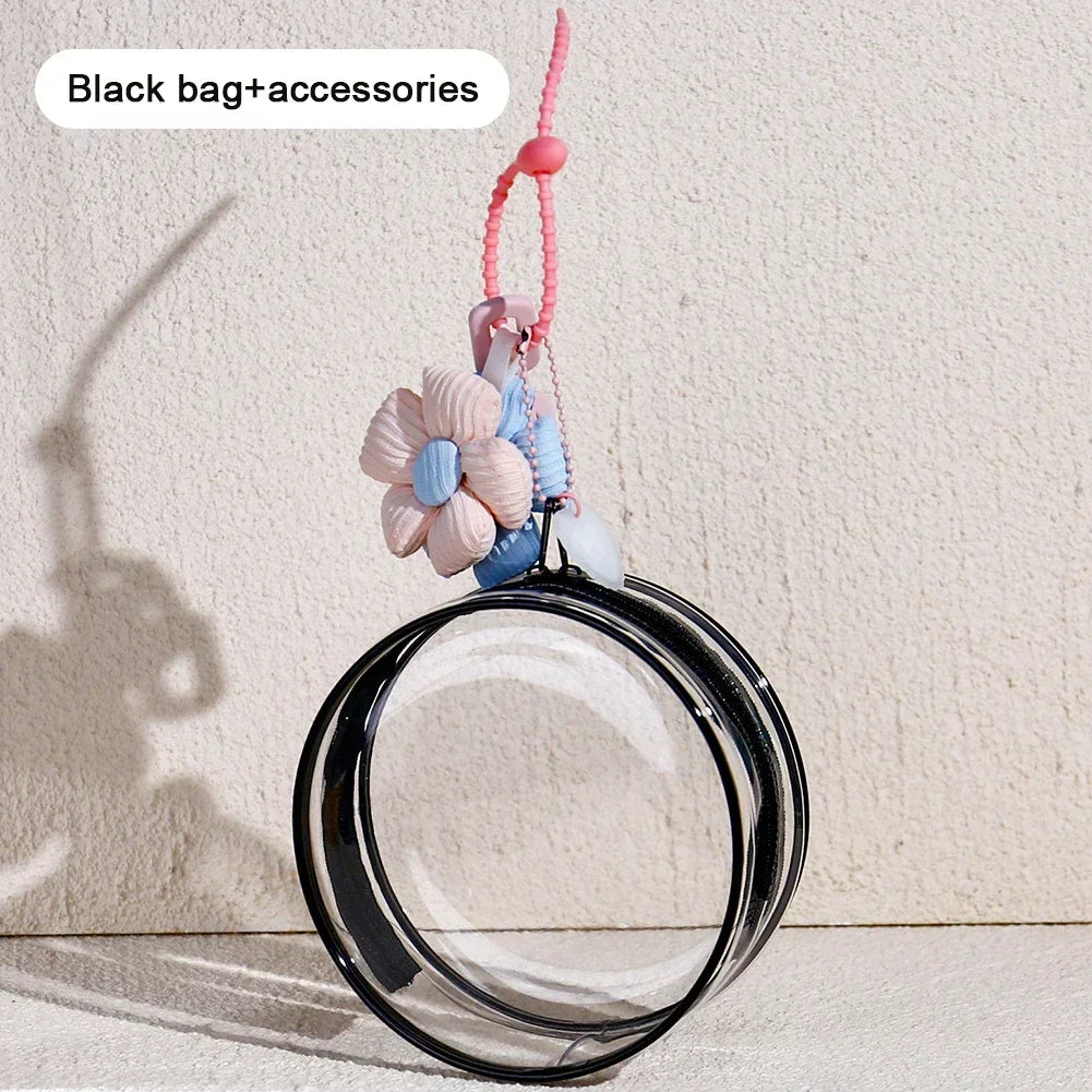 12/14cm Multi-color Doll Storage BagTransparent Round Doll Bag Circular Hanging Outdoor Doll Display Bag with Keychain