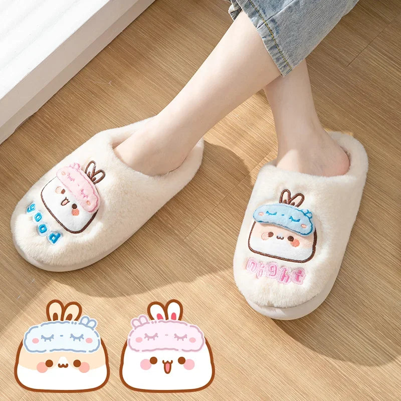 Cartoon Plush Slipper Cosplay Kawaii  Bubu Dudu Bear Rabbit Anime Peripheral Cute Sweet Home Warming Thick Soled Slippers Gift