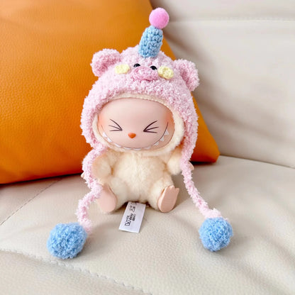 Handmade Mini Plush Doll'S Hat for 17cm Labubu Idol Dolls Cute No Doll Accessories For Korea Kpop Exo Clothing Hoodie Kawaii Hat