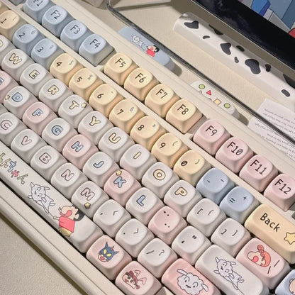 Key Caps Kawaii MOA Height Profile PBT Thermal Dye-SubCustom Keyboard Keycap Set for 66/68/86/96/98/104 Etc Mechanical Keyboard