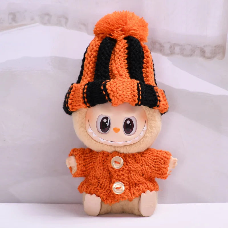 17cm Labubu I II Idol Dolls Clothes Sweater Hat Outfit Christmas New Year Gifts Korea Kpop Exo Clothing Plush Doll'S Clothes