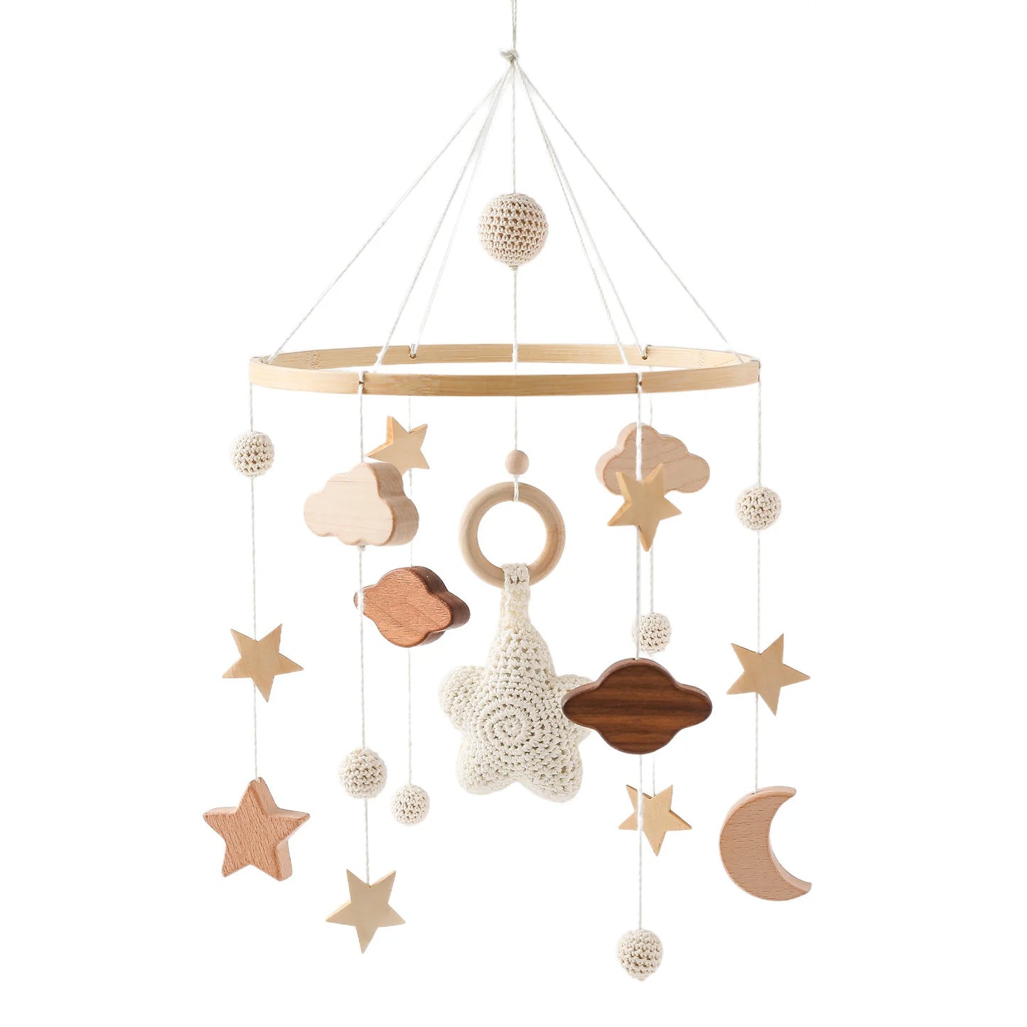 Wooden Mobile Bed Bell Crib Bracket Animal Kingdom Soft Felt Bed Bell Newborn Music Box Hanging Toy Baby Toys S for 0 12 Months