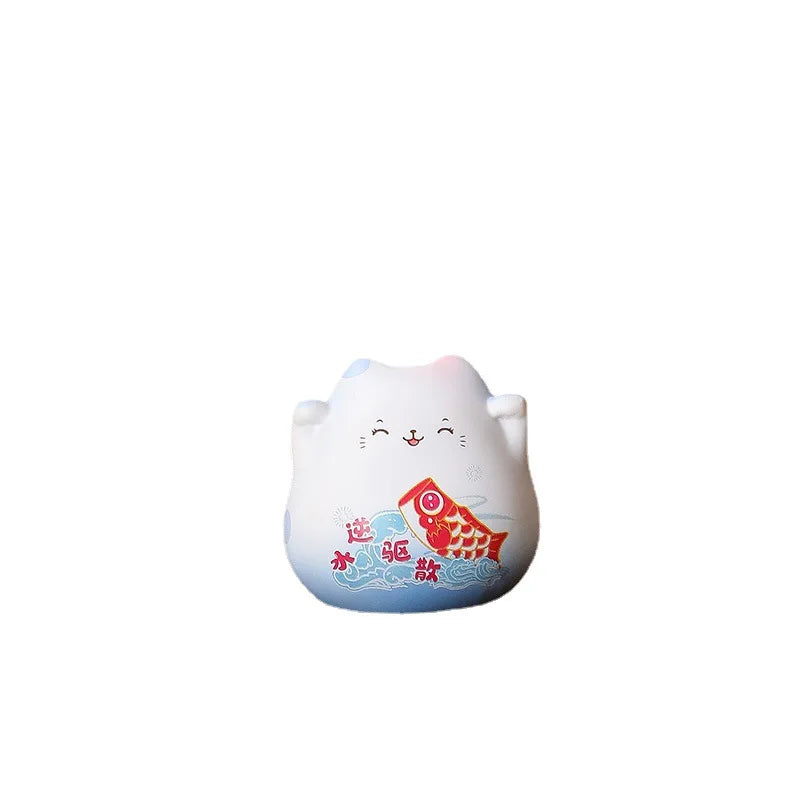 Kawaii Maneki Neko Home Decor Lucky Cat Ornament Feng Shui Ceramic Fortune Cat Statue Room Decor desk Accessories 2024 Gift