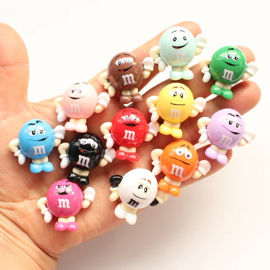 5pcs 30*32mm Cartoon M Bean Chocolate Funny Candy Resin Food Flatback Scrapbooking for DIY Phone Shell Hairpin Embellishments