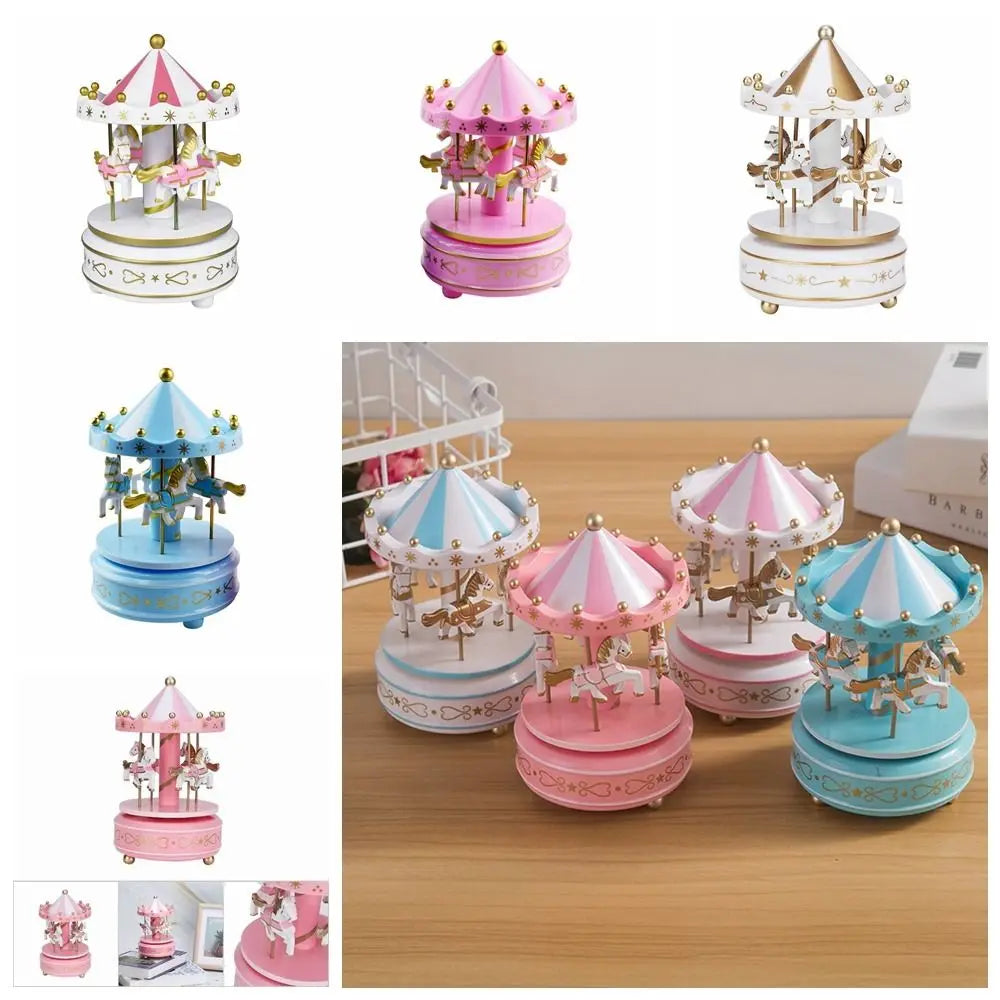 Creative Fantasy Christmas Holiday Decor Carousel Music Box Easy Use Carousel Ferris Wheel Ornaments