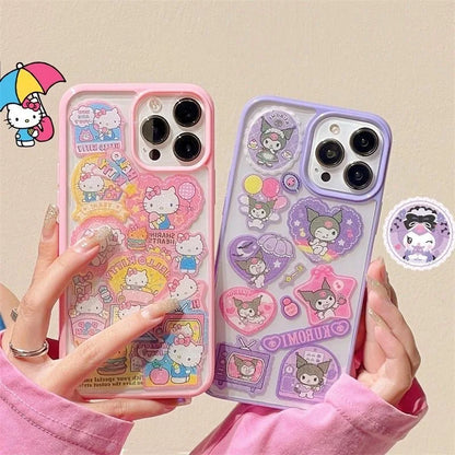 Sanrio Hello Kitty Kuromi Cartoon Phone Case For iPhone 16 15 14 13 12 11 ProMax XR XS 8 Plus Y2K Cute Soft Back Cover Pink Girl