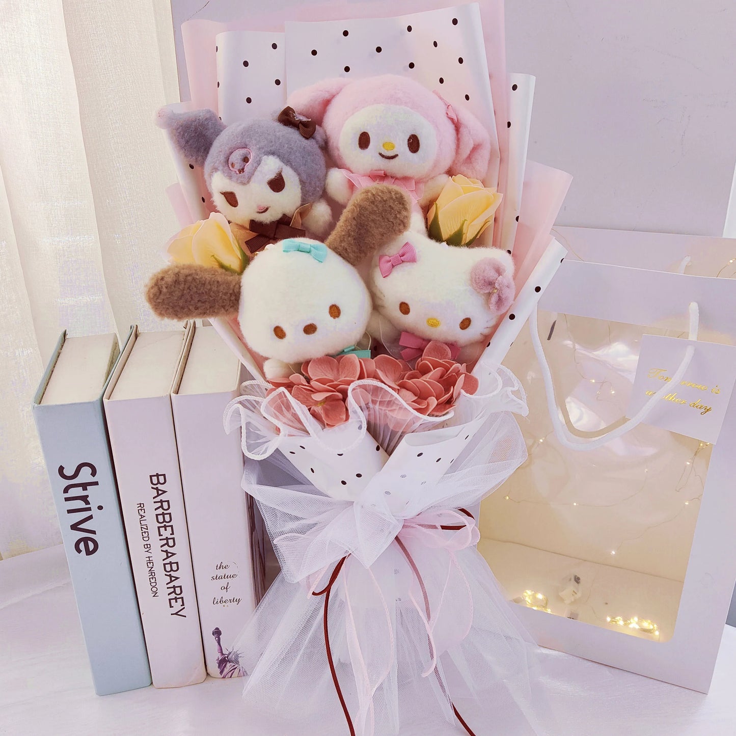 Christmas Gifts Sanrio Plush Cartoon  Bouquet My Melody Kuromi Cinnamoroll Kt Cat Plush Doll Toy Valentine Graduation Gifts