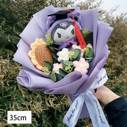 Graduation Bouquet Hello Kitty Kuromi  Anime Plush Doll Toy Woman Valentine's Day Girls Birthday Christmas Surprise Holiday Gift