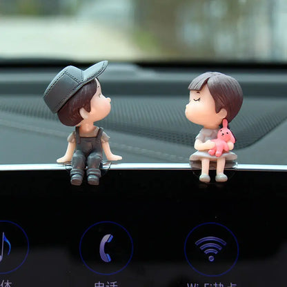 Cute Cartoon Couples Car Decoration Accessories Romantic Figurines Balloon Ornament Auto Interior Dashboard Accessories Gifts