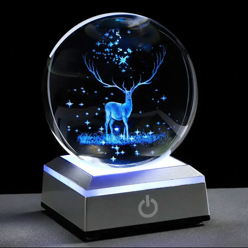 Crystal Ball Night Lights Glowing Planet Galaxy Astronaut 3D Moon Table Lamp USB Atmosphere Lamp Tabletop Decorations Kids Gifts