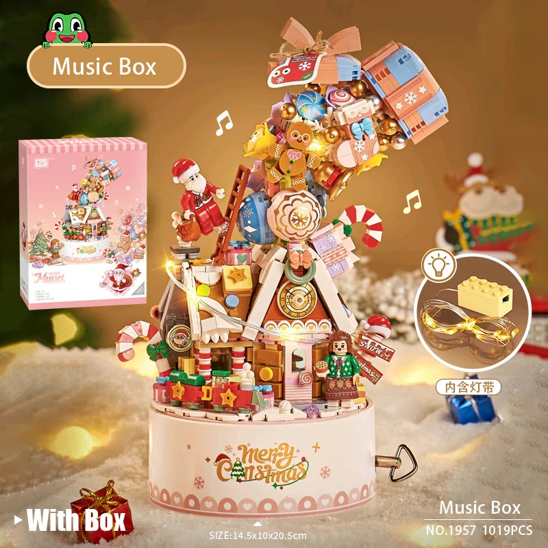 Loz Christmas Building Blocks Music Box Cabin Music Box Small Particle Assembly Toys Christmas Gifts for Boys and Girls