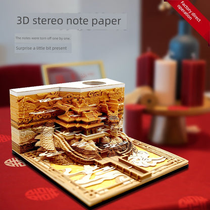 2025 Palace Museum's Cultural and Creative Products 3D Three-Dimensional Note Art Cultural and Creative Architecture National Style Creative Birthday Gift Paper Carving Calendar