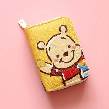 Cute Mickey Minnie Organ Card Bag PU Leather Wallet Cartoon Business Card Case Credit Card Holder Mini Zipper Clutch Bag