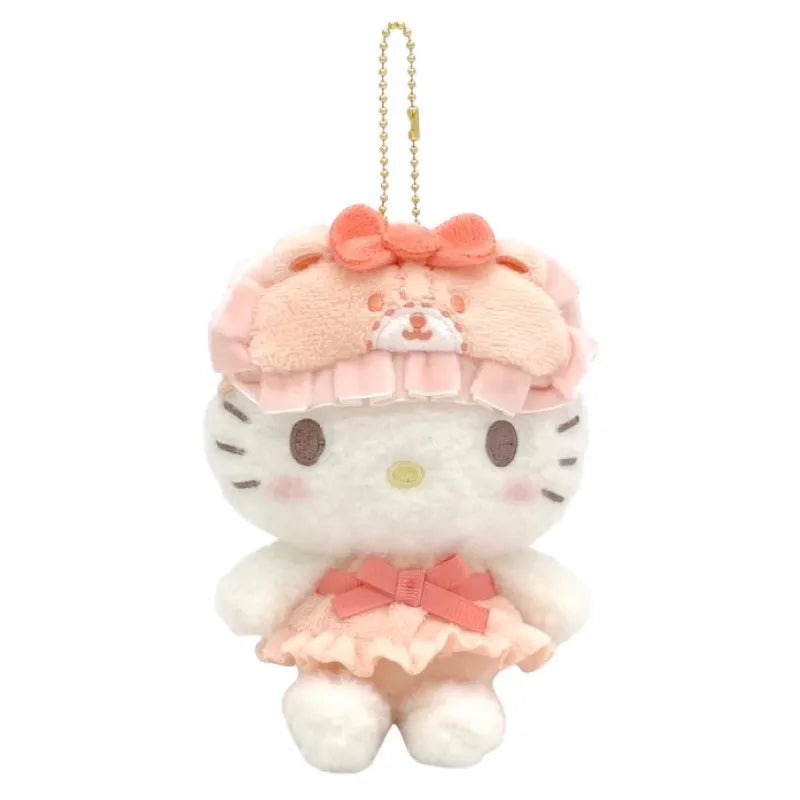 Kawaii Sanrio Hello Kitty Cinnamoroll Plush Keychain Cartoon Anime Blindfold Plush Pendant Stuffed Toy Bag Decoration Girl Gift