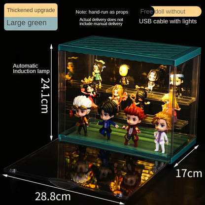 Magnetic storage box with lights, display acrylic cartoon dolls, suitable for POP MART collection, dustproof and waterproof