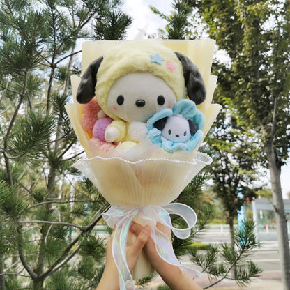 Cartoon Doll Flower bouquet Kuromi Cinnamoroll Mymelody KT Kawaii  Anime Plush Toys ValentineGirls Christmas Graduation Gifts