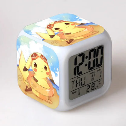 Pokemon Pikachu LED Glowing Alarms for Children Bedroom Decoration Kids Digital Glowings Alarm Clock Desk Decor Christmas Gift