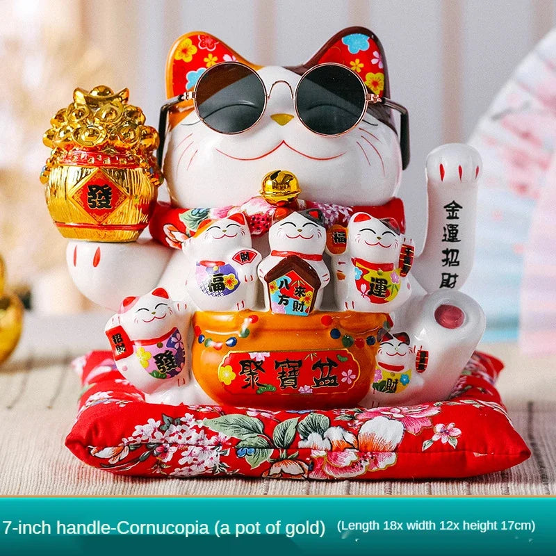 2023 Lucky Cat Decoration ornaments Lucky Cat Radio Wave Treasure Shop Gift China Good Luck Home Decoration Craft Gift