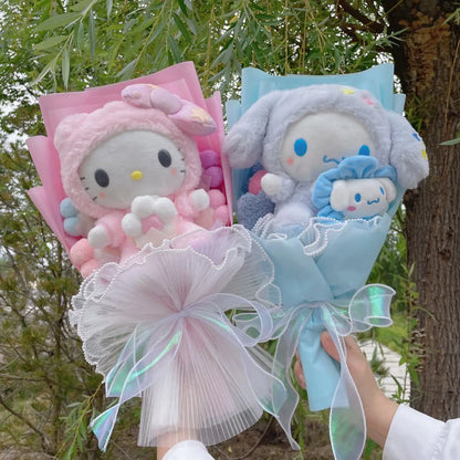 Cartoon Doll Flower bouquet Kuromi Cinnamoroll Mymelody KT Kawaii  Anime Plush Toys ValentineGirls Christmas Graduation Gifts