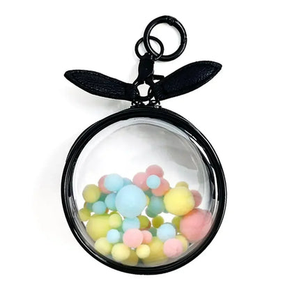 Round Portable Transparent PVC Doll Organizer Box Keychain Chain Bag Mystery Toy Boxes Double Zipper Pouch for popmart (no doll)