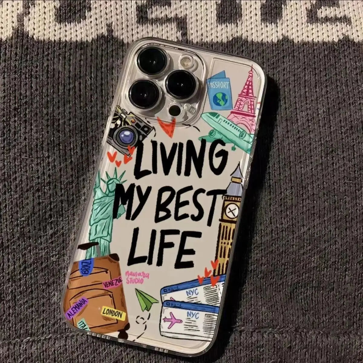 NEW Living My Best Life iPhone Case For iPhone 16 15 14 13 12 11 Pro Max XR XS MAX 7 8 Plus Y2K Girl Cute Anti Fall Back Cover