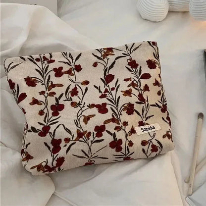 Corduroy Cosmetic Wash Bag Women Travel Leopard Print Makeup Pouch Lipstick Phone Organizer Case Women Clutch Make Up Bags