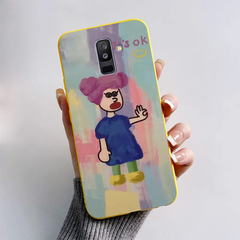 Case For Samsung A6 2018 Cover A 6 A600F Cartoon Cat Fox Soft Silicone TPU Phone Case For Samsung Galaxy A6 Plus 2018 A605F Case