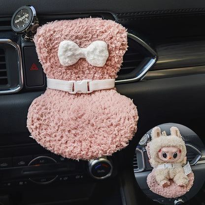 Car Aromatherapy Vent Decoration Clip Doll Seat Dollhouse Accessories Seat With Seat Belt Labubu Doll Accessories