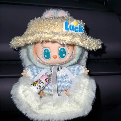 Suitable for 17cm Cute Doll Cute Car Safety Plush Seat  Car Air Outlet Decoration Labubu Accessories Ropa LAbubu