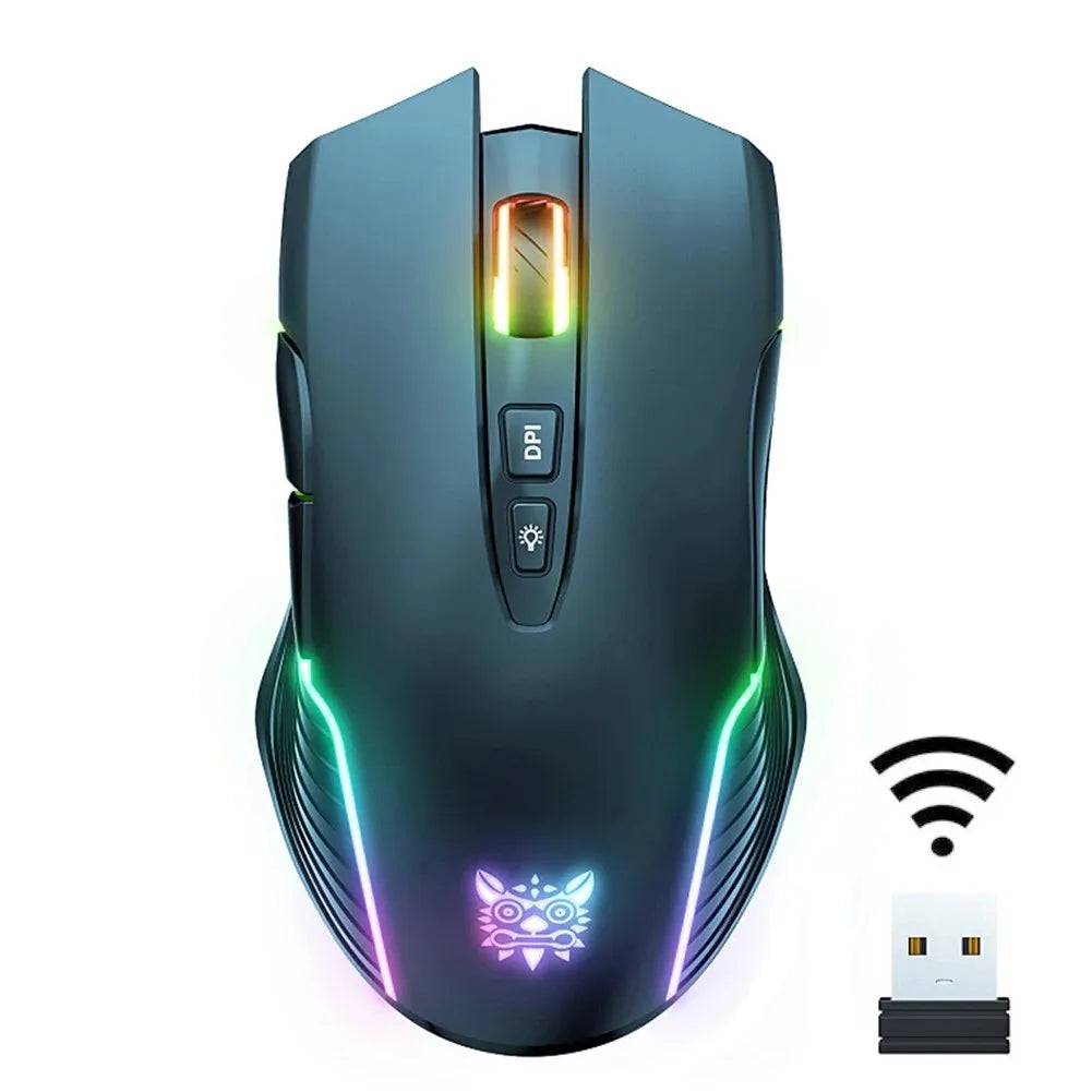 Onikuma 6400 DPI Wireless Gaming Mouse Breathing LED Optical USB 7 Buttons Pink Esport Gamer Computer Mice for Laptop PC CW905