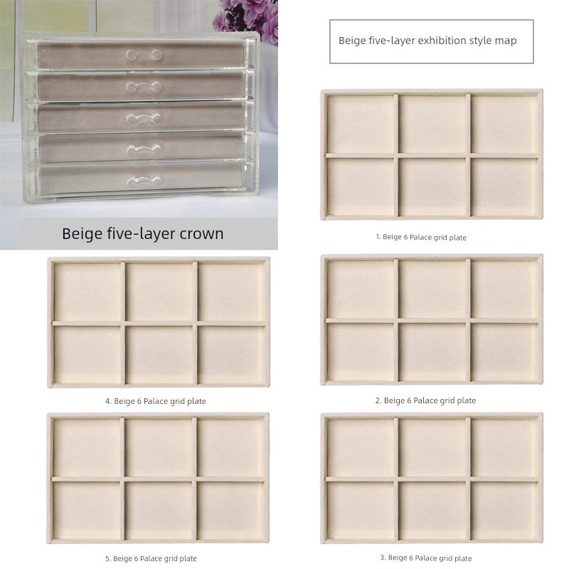 Beige Acrylic Jewelry Box Stud Earrings Earring Ring Necklace Bracelet Ornament Storage Box Jewellery Box