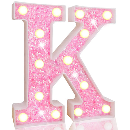 NEW DIY LED Letter Lights Glitter Alphabet Light Up Letter Sign Night Light Gifts Birthday Wedding Christmas Party Decoration