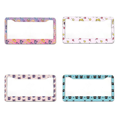 Anime Beauty Girl Series American Standard Aluminum Alloy Car License Plate Cover Car Accessories Waterproof License Plate Cover