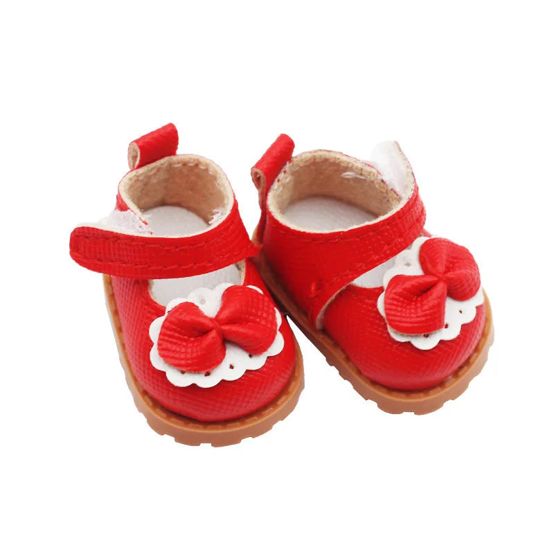 Doll Leather Shoes Labubu Bow Shoes for 17cm Labubu 10cm EXO /Cotton Doll Finger Shoes