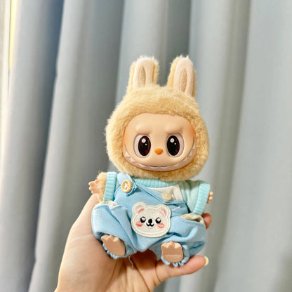 17cm Labubu I II Cute Plush Doll'S Clothes Idol Dolls Sitting Party Small Bear Bib Pants Accessories For Korea Kpop Exo No Doll