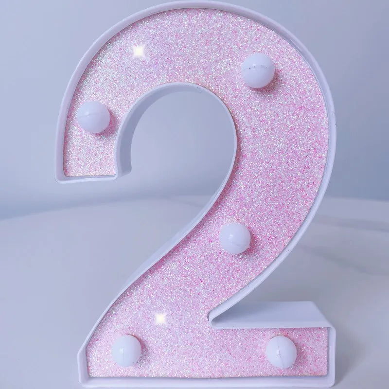 Pink Romantic Luxury LED Light 6.3-inch Pink Decorative Alphabet Number Light Battery Powered Christmas Decorative Light Wedding