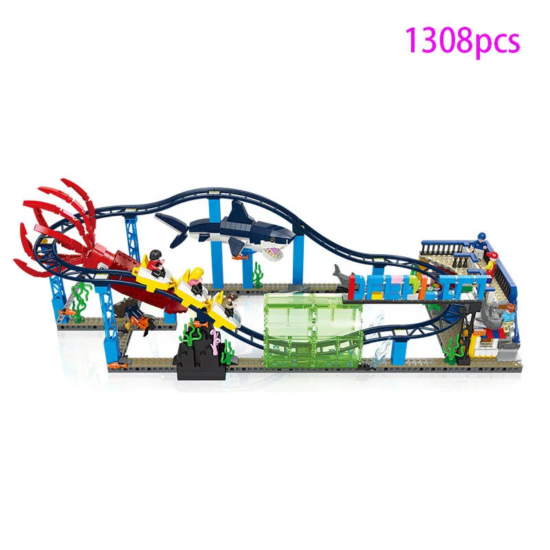 IN STOCK MOC Seabed City Playground Building Blocks Amusement Park Roller Coaster Bricks Toys for Children Birthday Gift Set