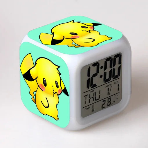 Pokemon Pikachu LED Glowing Alarms for Children Bedroom Decoration Kids Digital Glowings Alarm Clock Desk Decor Christmas Gift