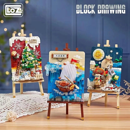 LOZ mini Blocks Building Toys DIY Bricks Drawing Christmas Puzzle Holiday Gift Home Decor 1280 1282 1283 1296