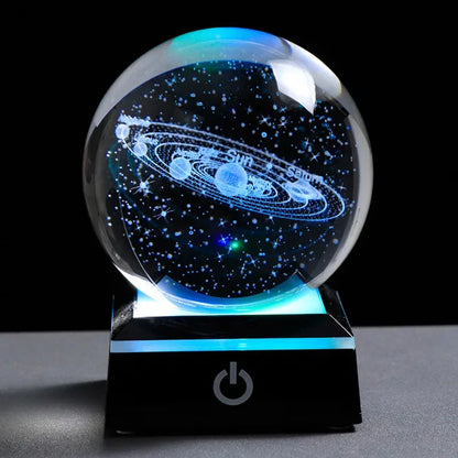 Crystal Ball Night Lights Glowing Planet Galaxy Astronaut 3D Moon Table Lamp USB Atmosphere Lamp Tabletop Decorations Kids Gifts