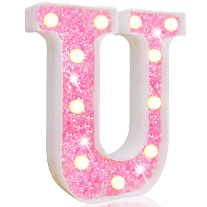 NEW DIY LED Letter Lights Glitter Alphabet Light Up Letter Sign Night Light Gifts Birthday Wedding Christmas Party Decoration