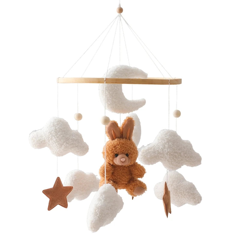 Wooden Mobile Bed Bell Crib Bracket Animal Kingdom Soft Felt Bed Bell Newborn Music Box Hanging Toy Baby Toys S for 0 12 Months