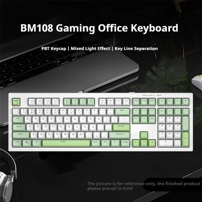 Bm108 Mechanical Gaming Keyboard With 108 Keys Color Blocked And Light Mixed Desktop Office Computer E-Sports Gaming Keyboard