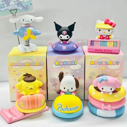 Sanrio Garden Series Blind Box Desktop Scene Ornaments Children's Toy Animation Model Hello Kitty Kuromi Kawaii Birthday Gift